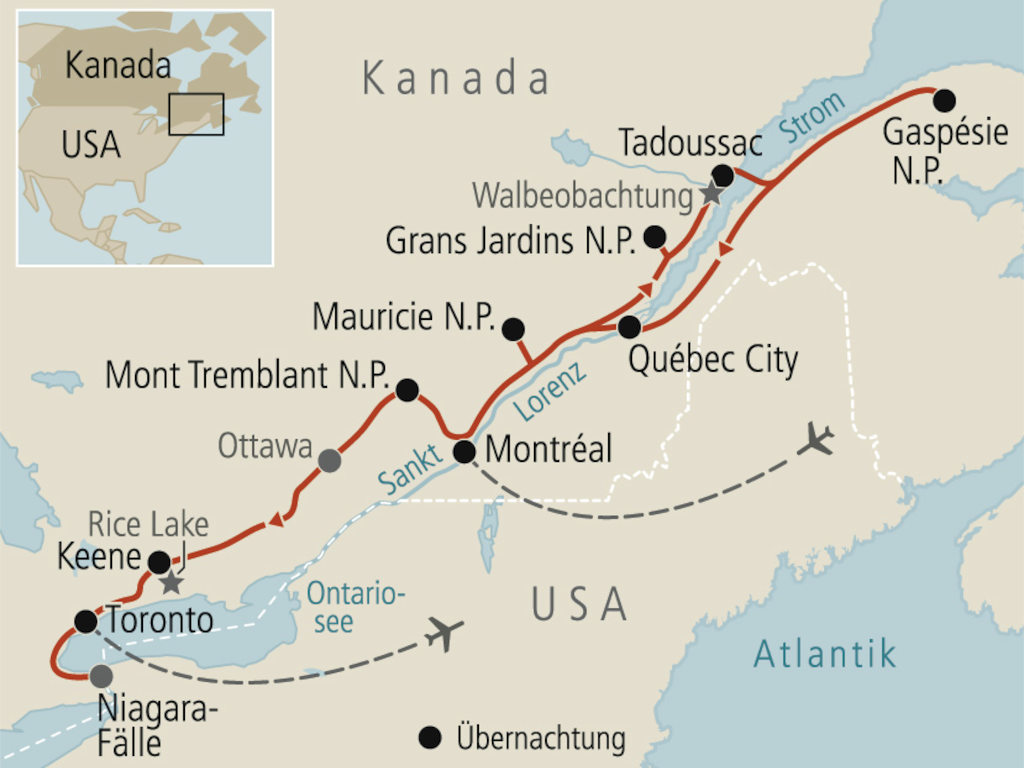 060 Kanada Naturschoenheiten Schoene Aussichten Touristik Canada Dream Tours Karte