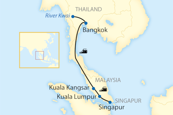 Karte Eastern & Oriental Express Bangkok Singapur