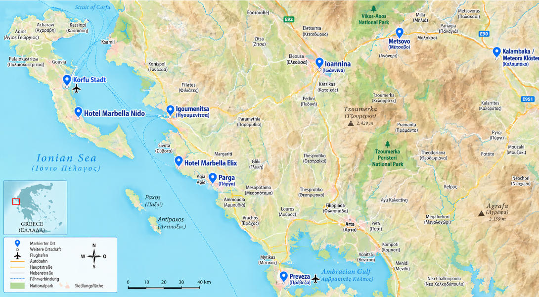 Karte Korfu Epirus Deluxe Schoene Aussichten Touristik