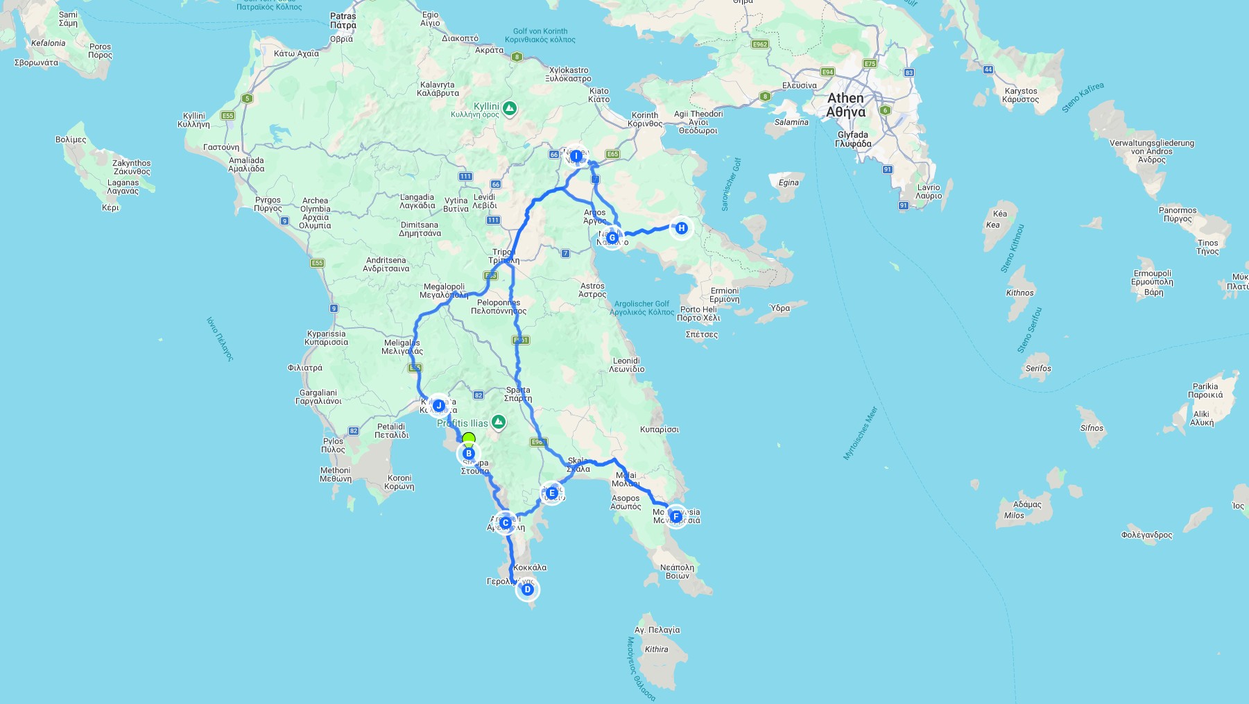 Karte MW Peloponnes