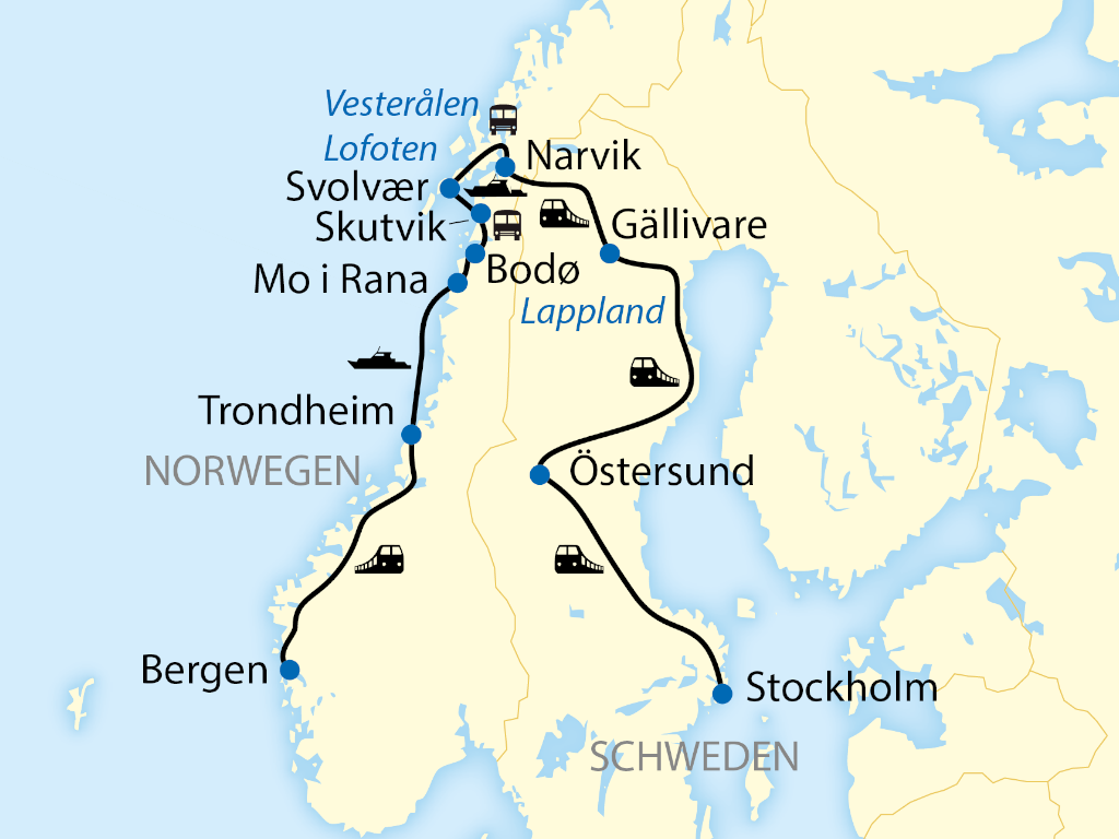 Karte Schweden Norwegen Zugreise 1681 2024