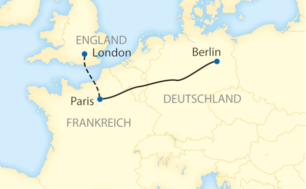 Karte Venice Simplon Orient Express Berlin Paris